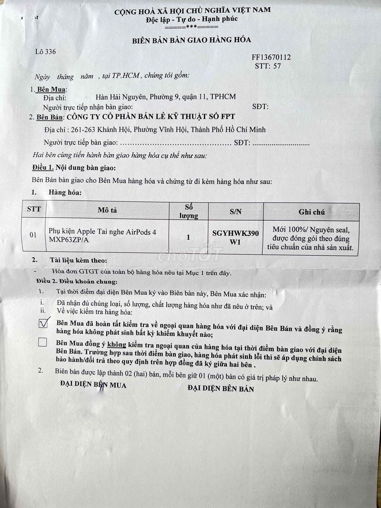 Apple AirPods 4 Trắng Tai nghe không dây. Mua bán Tivi, Âm thanh tại Quận 11 Tp Hồ Chí Minh được đăng bởi A Vuong hình 1