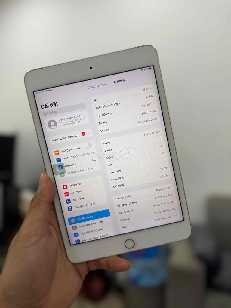 Apple iPad mini 4 Wifi, 4G Vàng. Mua bán Máy tính bảng tại Quận Đống Đa Hà Nội được đăng bởi Ng Hoang Anh hình 1