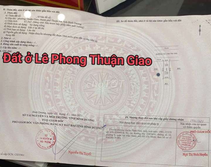 Bán đất ở khu dân cư Lê Phong Thuận Giao Thuận An Bình Dương