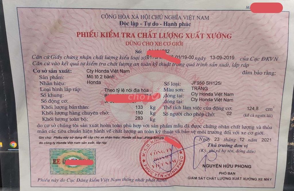 Xe sh 125 cbs (bao rút hồ sơ). Mua bán Xe máy tại Huyện Vĩnh Tường Vĩnh Phúc được đăng bởi hai hình 5