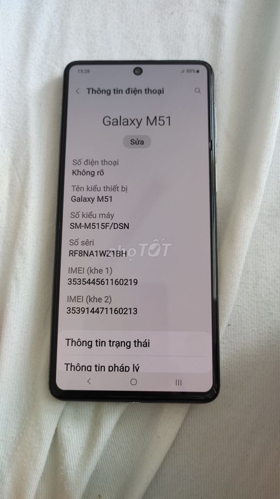Samsung Galaxy M51 Trắng. Mua bán Điện thoại tại Huyện Bình Chánh Tp Hồ Chí Minh được đăng bởi nguyen phuoc minh 476 hình 1