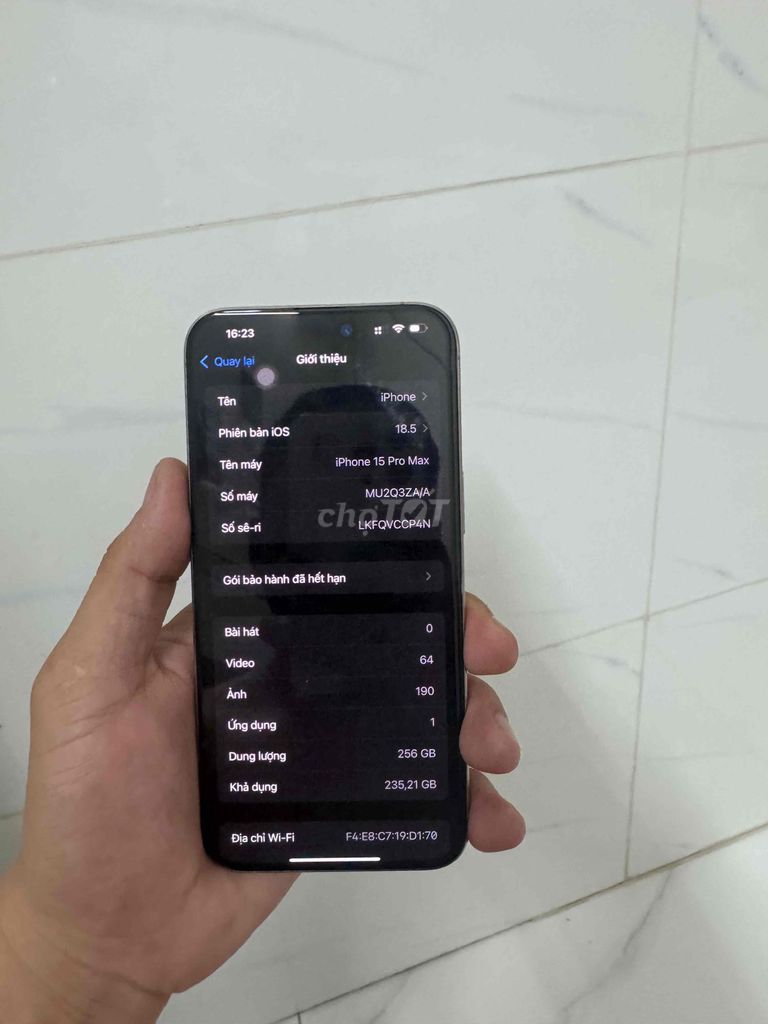 Apple iPhone 15 Pro Max 256GB Xám. Mua bán Điện thoại tại Huyện Hóc Môn Tp Hồ Chí Minh được đăng bởi Vu Hoai Nam hình 1