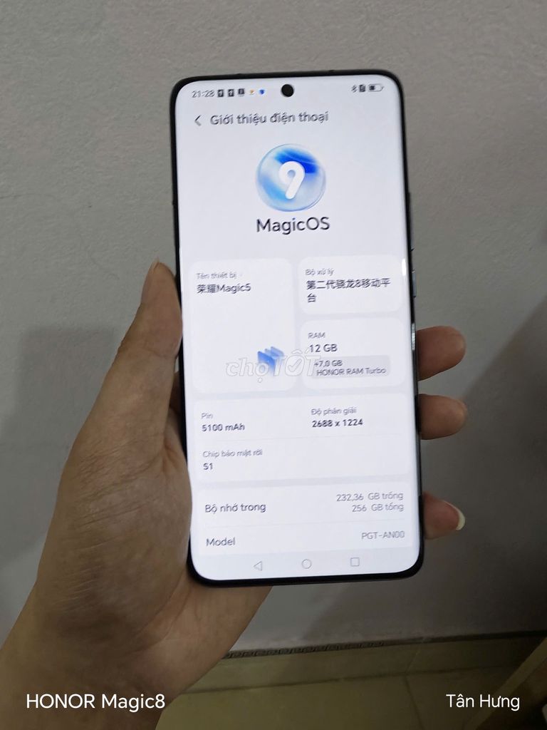 Honor Magic 5 12+256Gb pin 96% . Mua bán Điện thoại tại Huyện Sóc Sơn Hà Nội được đăng bởi Vuong Xuan Hung hình 1