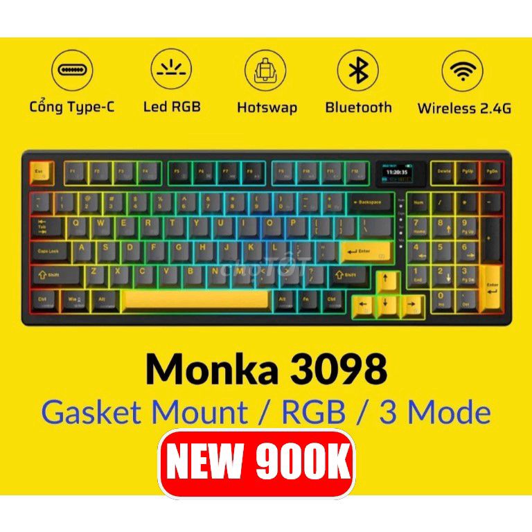 MONKA 3098 V2 Pro Có Màn Hình LCD,RGB, 3 Mode