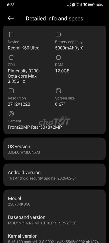 Xiaomi Redmi K60 Ultra 12GB. Mua bán Điện thoại tại Quận Cái Răng Cần Thơ được đăng bởi thế quang hình 1