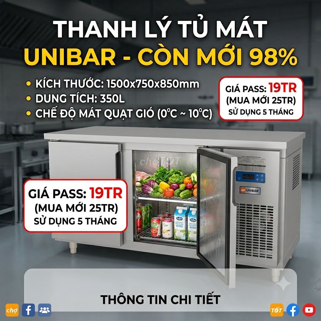 Bàn mát Unibar UB-1500 Inox 350L mới 98%. Mua bán Tủ lạnh tại Huyện Trảng Bom Đồng Nai được đăng bởi Hay Tea hình 1