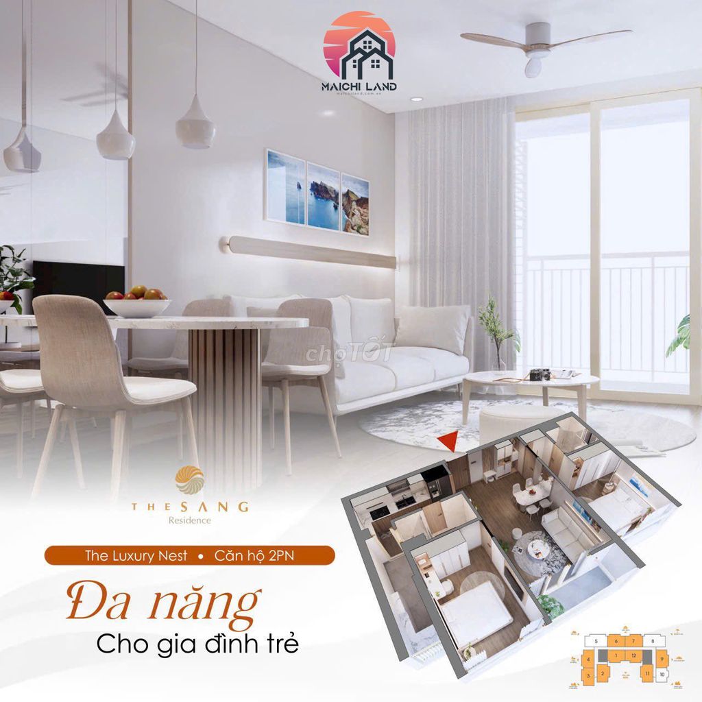 CẦN BÁN NHANH CĂN HỘ 1 PHÒNG NGỦ,VIEW TRỰC BIỂN TẠI THE SANG RESIDENCE