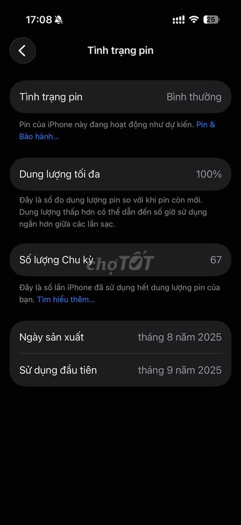 iPhone 17 pro 512 BH chính hãng TGDD pin 100%. Mua bán Điện thoại tại Thành phố Thủ Đức Tp Hồ Chí Minh được đăng bởi Tuấn Anh hình 2