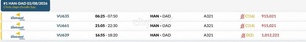 Vé máy bay Hà Nội - Đà Nẵng Chủ nhật 02/08/2026. Du lịch tại Quận 6 Tp Hồ Chí Minh được đăng bởi Nguyễn Minh Đức hình 1