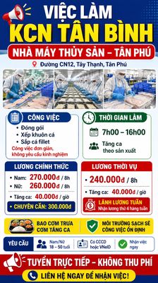 LĐPT ĐÓNG GÓI THUỶ SẢN LƯƠNG TUẦN KCN TÂN BÌNH