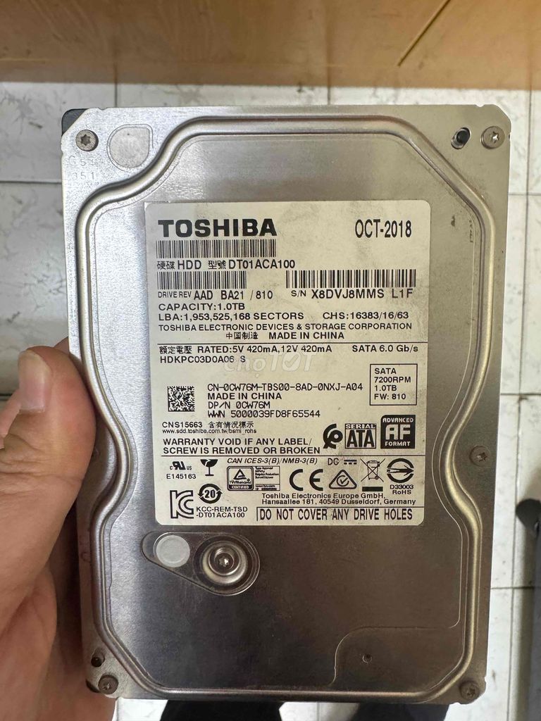 Ổ cứng HDD Toshiba 1TB 3.5 inch 7200RPM SATA III. Mua bán Linh kiện (RAM, Card...) tại Quận Ninh Kiều Cần Thơ được đăng bởi Tran Mai hình 1