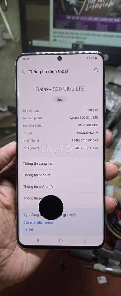 Galaxy S20 Ultra 128GB  VN zin toàn bộ. Mua bán Điện thoại tại Quận 8 Tp Hồ Chí Minh được đăng bởi Thiên Hòa mobile  hình 1