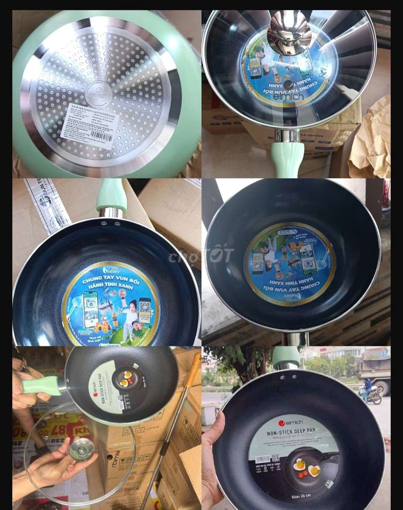 Chảo chống dính Elmich Đáy từ Xanh 26cm. Mua bán Dụng cụ nhà bếp tại Quận Thanh Khê Đà Nẵng được đăng bởi Gia Dụng Thủy Lê hình 1