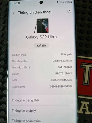 Samsung Galaxy S22 Ultra 128GB Đen Nứt mặt sau