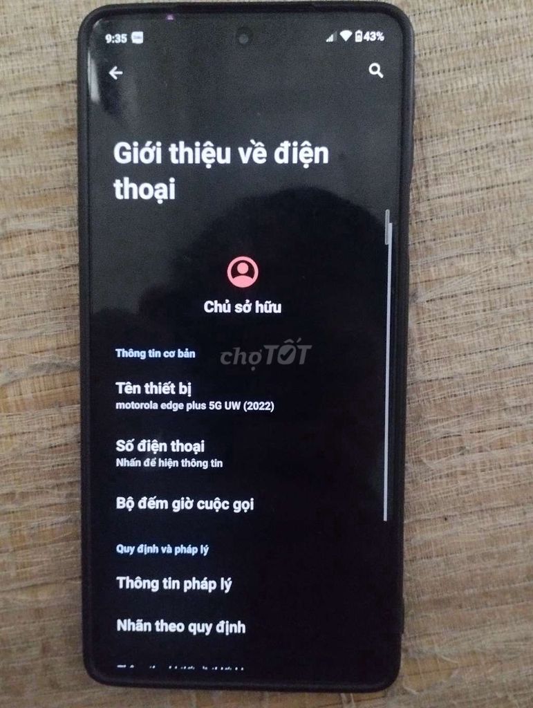 Motorola Edge Plus 5G UW (2022) có thương lượng. Mua bán Điện thoại tại Quận Ngũ Hành Sơn Đà Nẵng được đăng bởi Đăng  hình 1