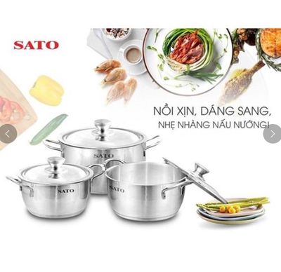 BỘ NỒI INOX 430 3 ĐÁY ST-BI311 - SATO. Mua bán Dụng cụ nhà bếp tại Quận Hoàng Mai Hà Nội được đăng bởi Siêu thị Anh Tú 68  