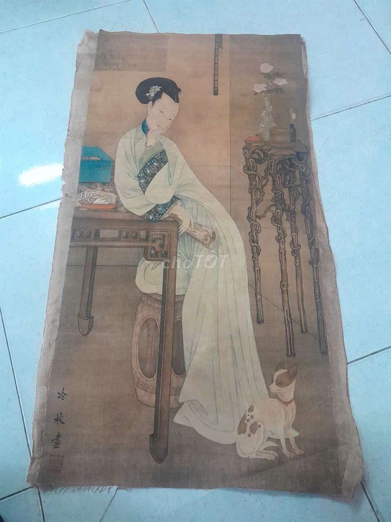 Tranh xưa Giấy chỉ tơ 50 x 90cm. Mua bán Đồ sưu tầm, đồ cổ tại Huyện Bình Chánh Tp Hồ Chí Minh được đăng bởi huỳnh dũng  hình 1