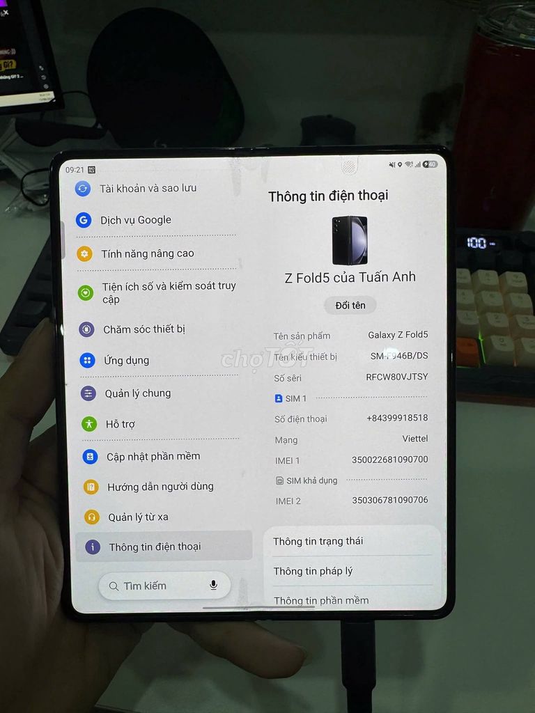 Samsung Galaxy Z Fold5 256GB Đen Đã sử dụng. Mua bán Điện thoại tại Quận Tân Phú Tp Hồ Chí Minh được đăng bởi Hội Đồ Điện Tử hình 1