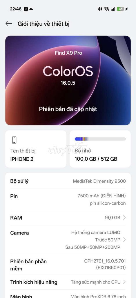 Oppo Find X9 Pro 16/512GB TGDD. Mua bán Điện thoại tại Thành phố Thủ Đức Tp Hồ Chí Minh được đăng bởi Nam hình 1