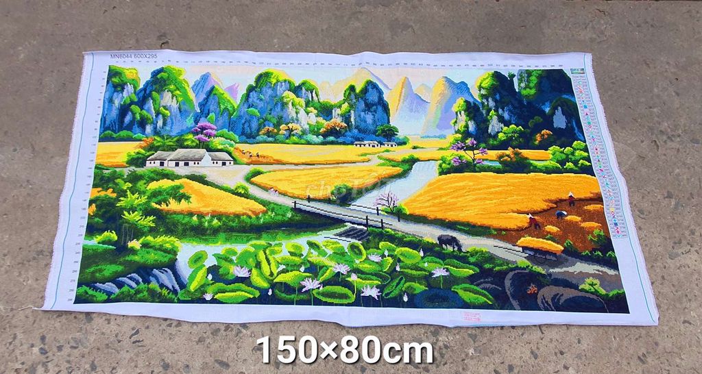 THANH LÝ TRANH MÙA LÚA CHÍN 150×80CM(ĐÃ THÊU)