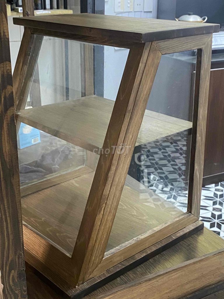 xe bán hàng gỗ vintage mới 99% kèm tủ kín gỗ.