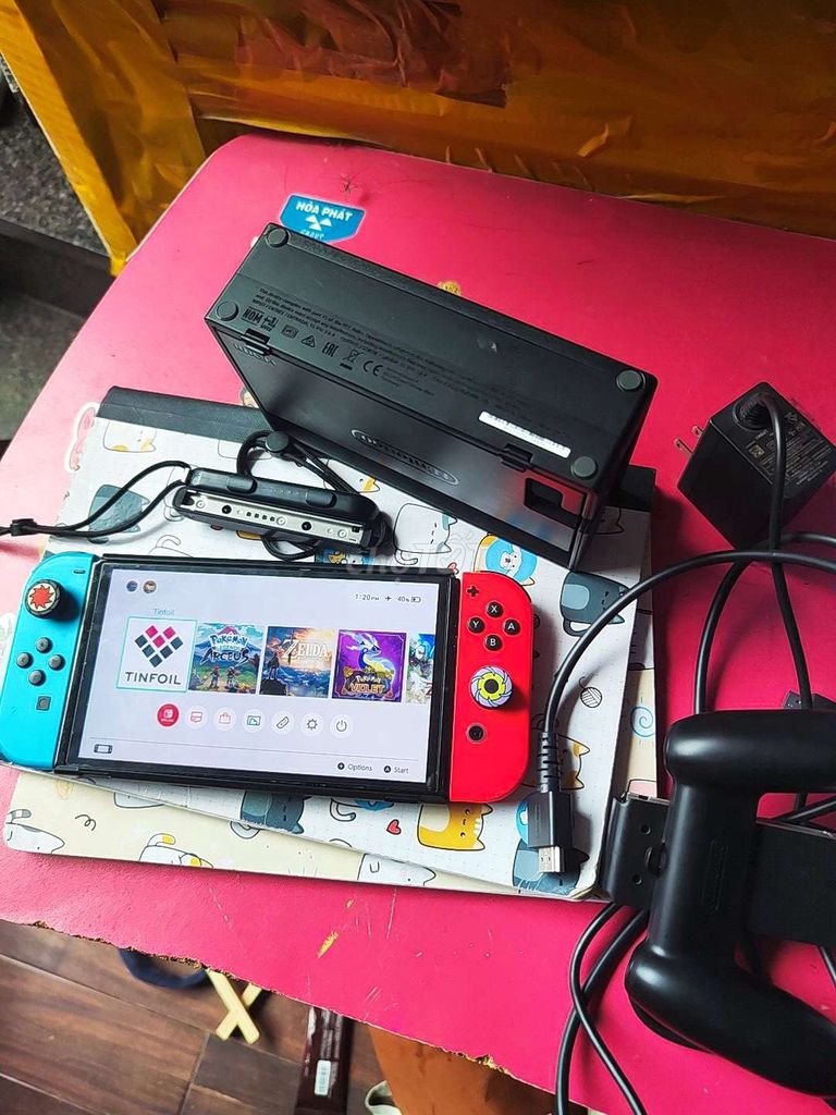 Switch oled cũ đủ phụ kiện hack thẻ 128