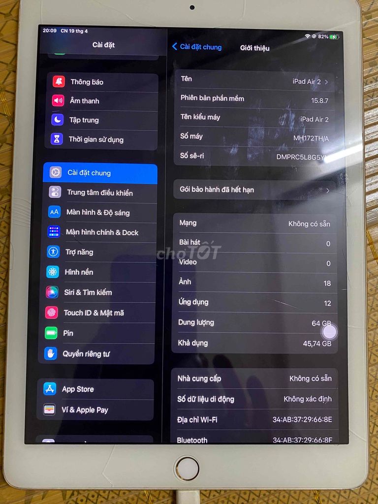 Apple iPad Air 2 64GB Vàng Nứt màn hình. Mua bán Máy tính bảng tại Huyện Thường Tín Hà Nội được đăng bởi Mạnh hình 1