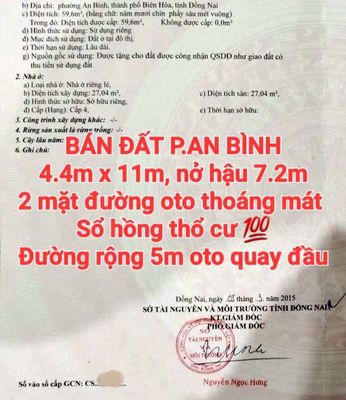 BÁN NHÀ ĐẤT AN BÌNH, SỔ HỒNG RIÊNG THỔ CƯ, ĐƯỜNG RỘNG 5m , GẦN KCN1. Mua bán đất tại Thành phố Biên Hòa Đồng Nai được đăng bởi Long