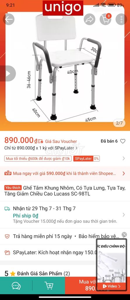 Ghế tắm Lucas Nhựa, nhôm Trắng. Mua bán Thiết bị vệ sinh, nhà tắm tại Quận Thanh Khê Đà Nẵng được đăng bởi Thủy tiên hình 1