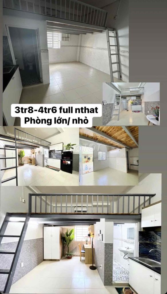 Phòng có gác k nội thất và full nội thất từ 2tr6