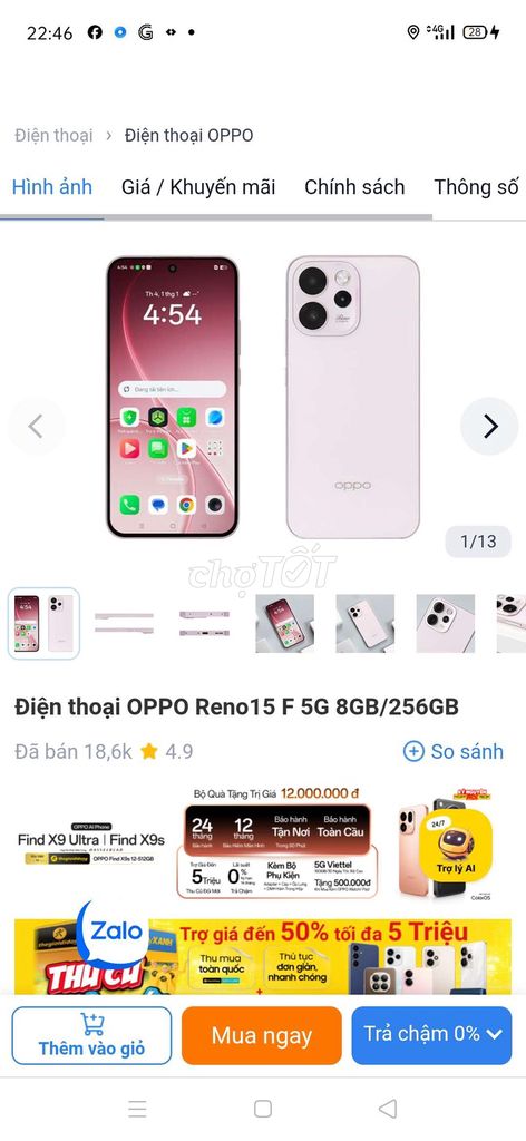 Oppo Reno15 F 5G 8GB/256GB Hồng. Mua bán Điện thoại tại Quận Hà Đông Hà Nội được đăng bởi Tên chưa cung cấp hình 1