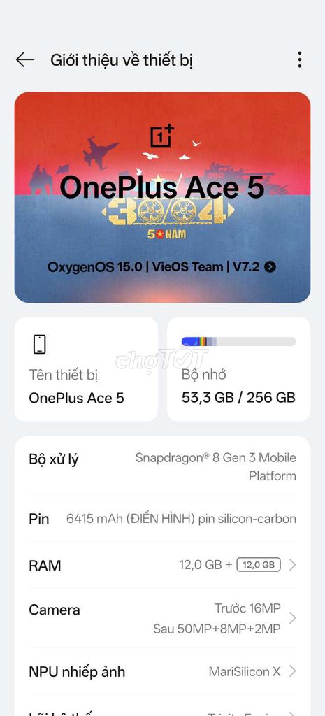 OnePlus Ace 5 12GB/256GB. Mua bán Điện thoại tại Thành phố Đồng Xoài Bình Phước được đăng bởi Ngọc Tài hình 1