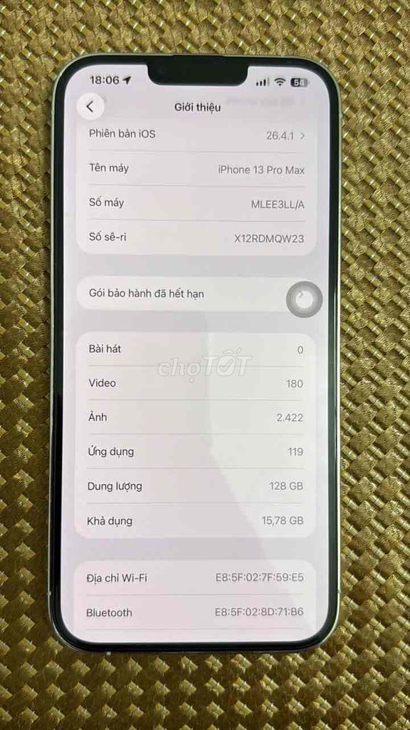 cần bán iPhone 13 Pro Max 128GB trắng quốc tế. Mua bán Điện thoại tại Quận Hoàn Kiếm Hà Nội được đăng bởi Nguyễn Đô hình 1
