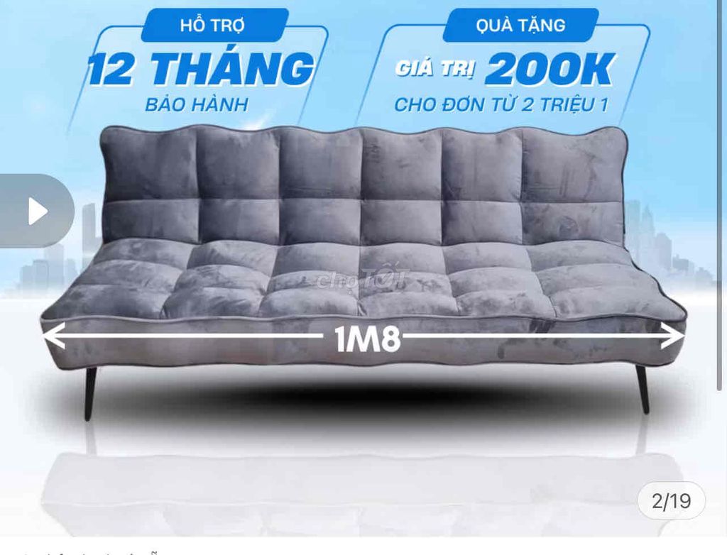 Ghế sofa vải xám 4 người gấp gọn. Mua bán Bàn ghế tại Quận Cầu Giấy Hà Nội được đăng bởi Vân Anh hình 1
