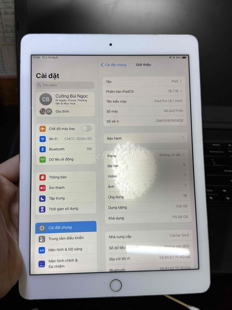 Apple iPad Pro 9.7 128GB Bạc Đã thay pin. Mua bán Máy tính bảng tại Quận Thanh Xuân Hà Nội được đăng bởi Minh Huy hình 1