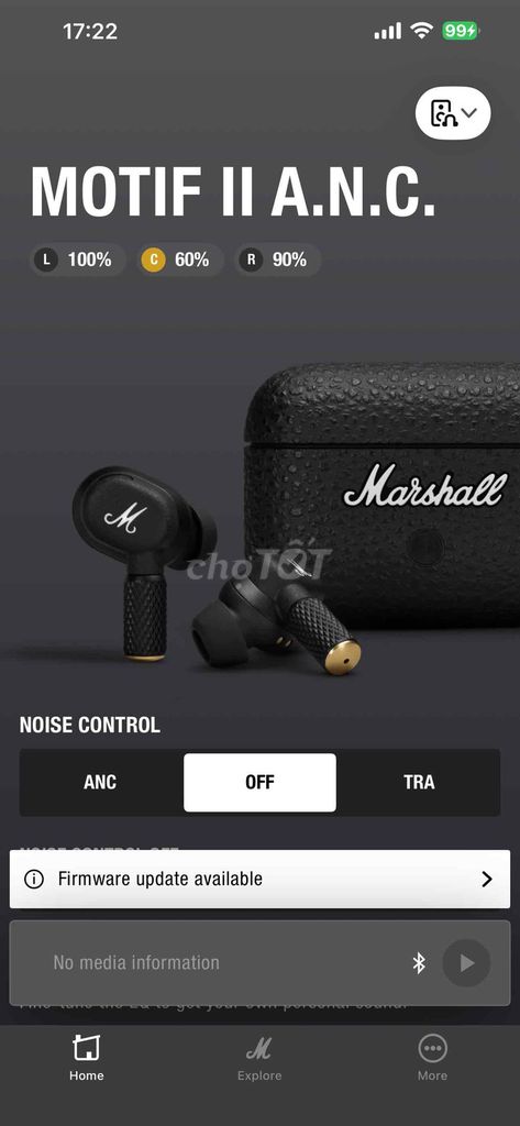 Tai nghe Marshall Motif II A.N.C. Đen. Mua bán Tivi, Âm thanh tại Quận 12 Tp Hồ Chí Minh được đăng bởi Xuân Sơn  hình 1