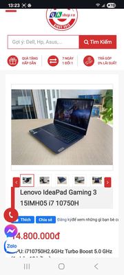 Lenovo Ideapad Gaming 3- Core i7, 16GB RAM. Mua bán Laptop tại Thành phố Mỹ Tho Tiền Giang được đăng bởi Duy Thái 