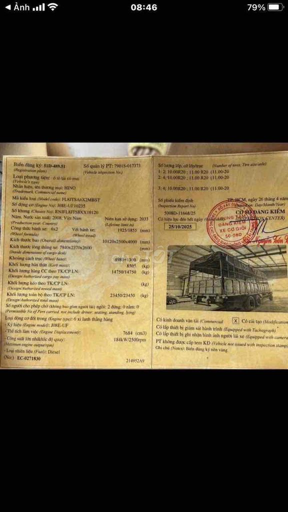 Hino FL 2008 thùng bạt dài 7m84 cao 2m6 tải 15tấn. Mua bán Xe tải, xe ben tại Thành phố Thuận An Bình Dương được đăng bởi Diễm Phúc Ô Tô hình 6