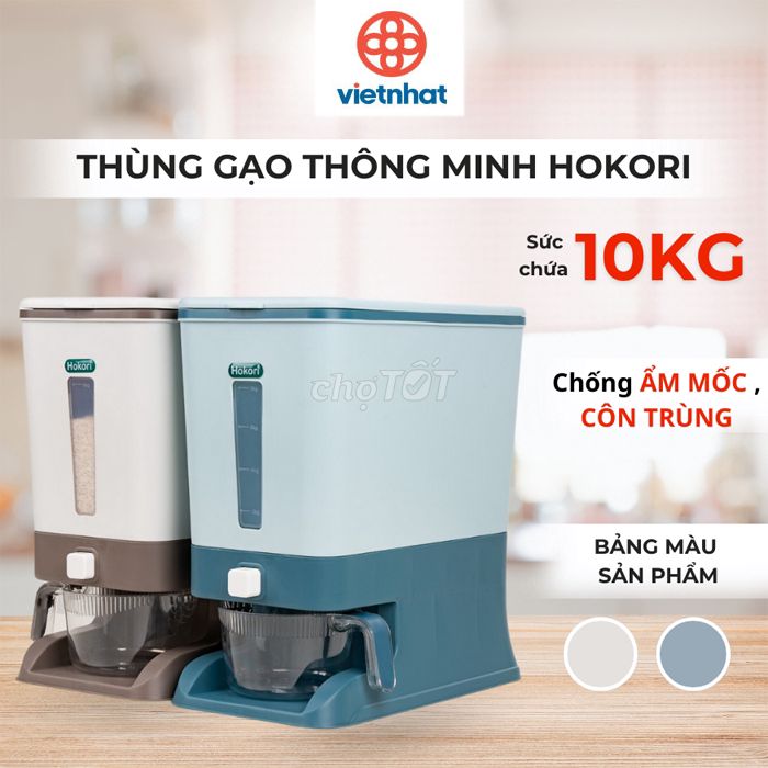 Thùng đựng gạo tiện ích 10kg Hokori Việt Nhật 5338