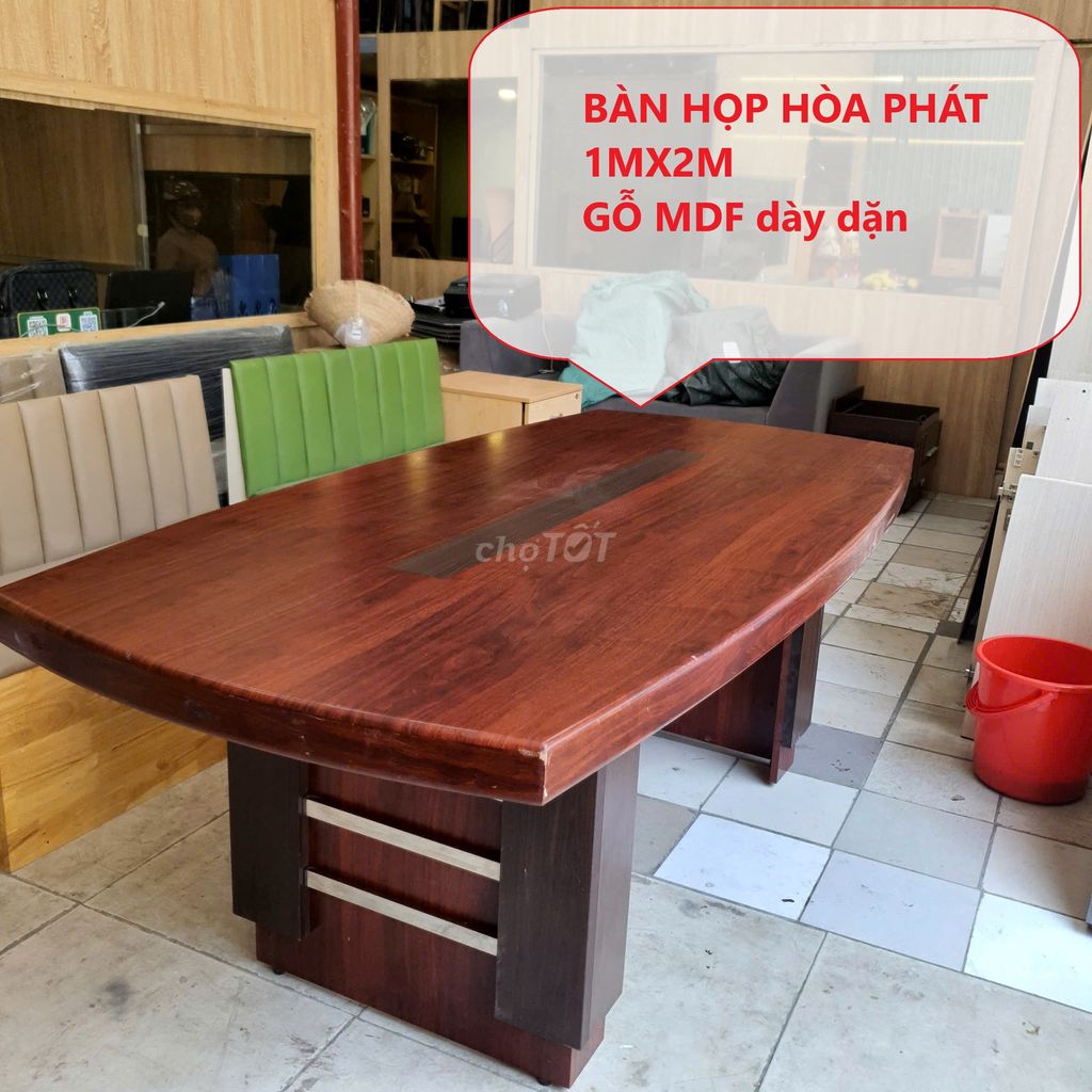 Bàn họp Hòa Phát gỗ MDF 1mx2m,bàn họp Oval như mới