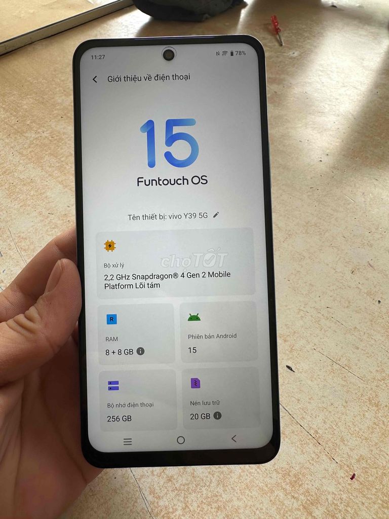 Vivo Y39 5G 256GB Xanh. Mua bán Điện thoại tại Quận 8 Tp Hồ Chí Minh được đăng bởi Ha Le hình 1