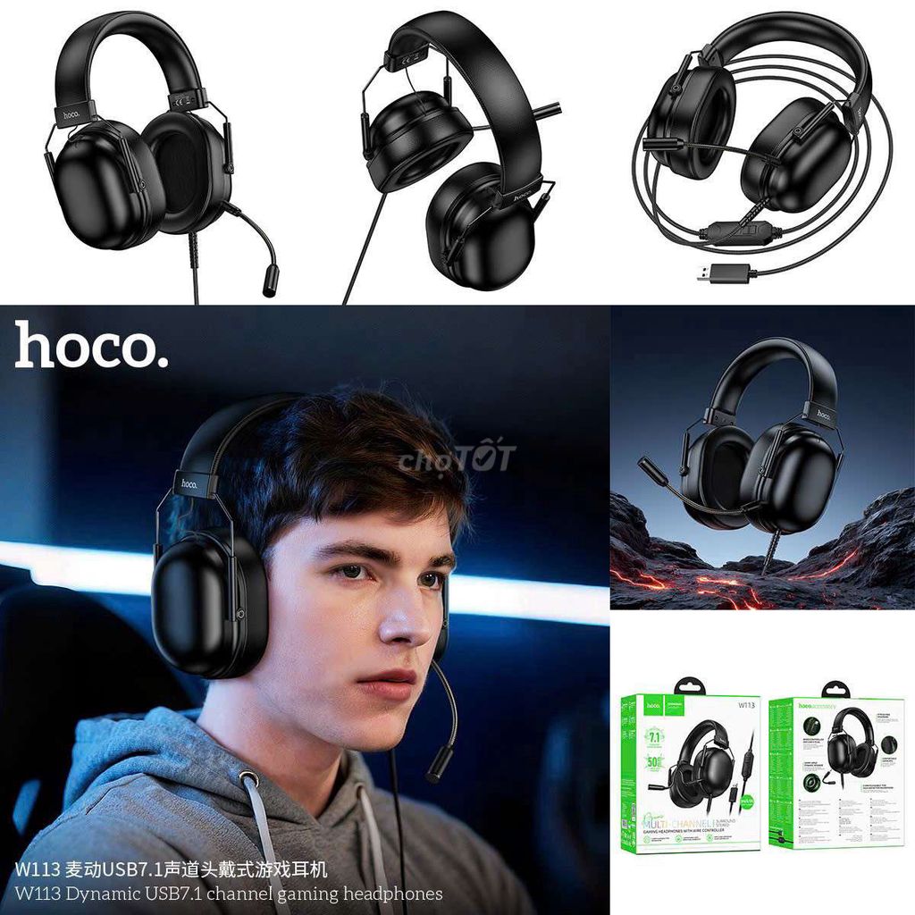 Tai nghe Hoco W113 Đen USB 7.1. Mua bán Tivi, Âm thanh tại Quận Liên Chiểu Đà Nẵng được đăng bởi diep hình 1