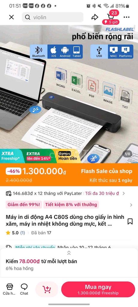 Máy in nhiệt A4 C80S Mới chưa sử dụng. Mua bán Đồ dùng văn phòng tại Quận 12 Tp Hồ Chí Minh được đăng bởi Bao hình 1