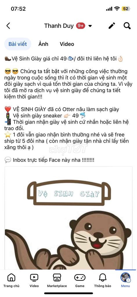 mình nhận vệ sinh giày