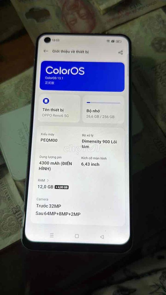 Oppo Reno 6 5G 12GB/256GB. Mua bán Điện thoại tại Quận 12 Tp Hồ Chí Minh được đăng bởi Dinh Mai Nuong hình 1