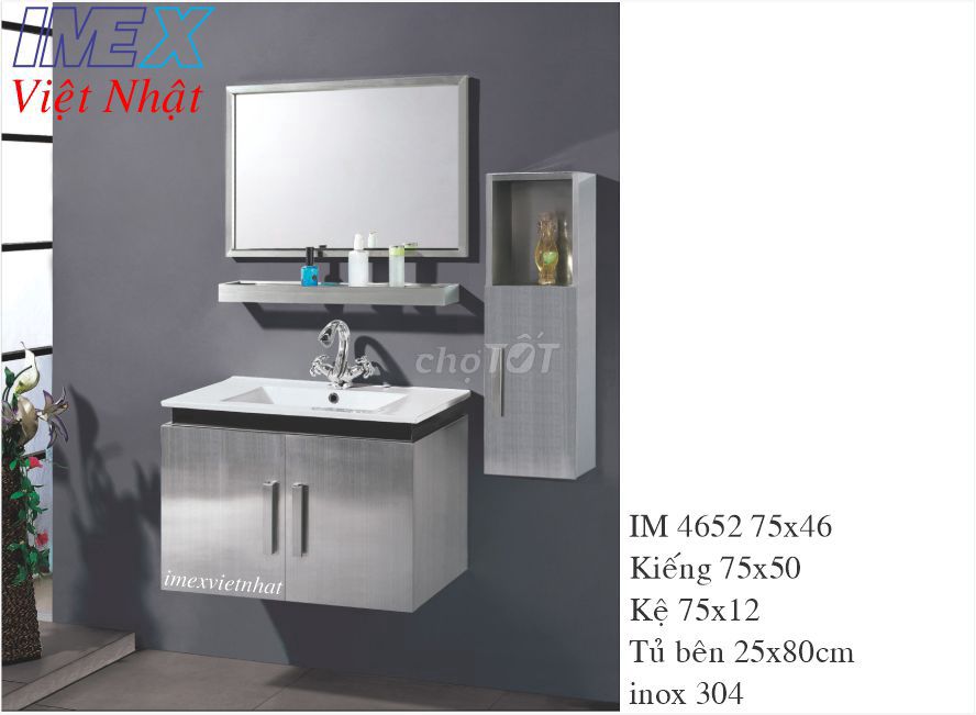 Bộ lavabo tủ inox 304 IMEX Việt Nhật IM 4652