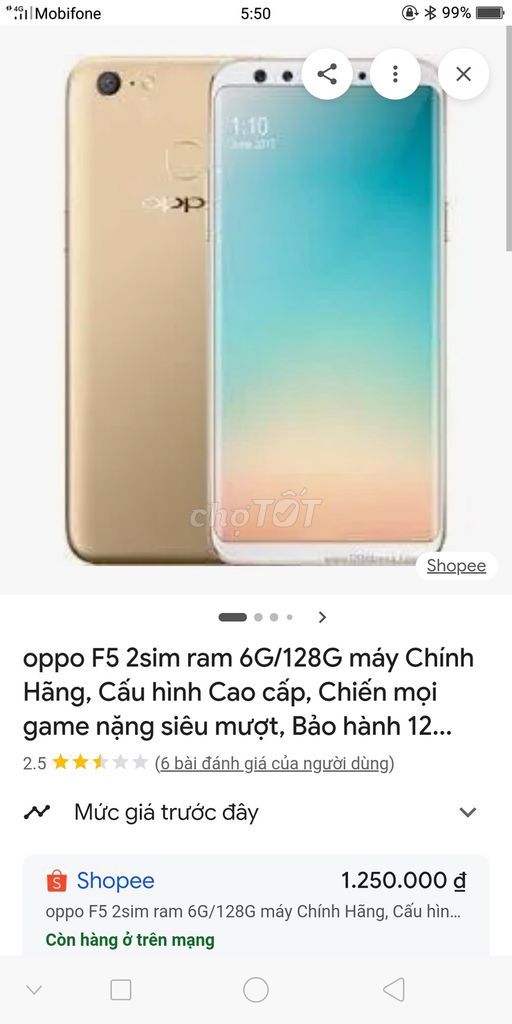 Oppo F5 128GB Vàng. Mua bán Điện thoại tại Quận Liên Chiểu Đà Nẵng được đăng bởi Vuong hình 1