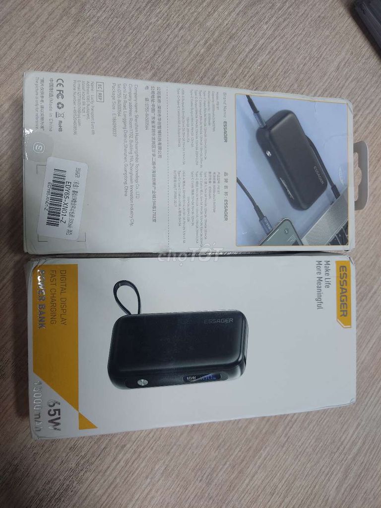 Sạc dự phòng Essager 15000mAh 65W Đen. Mua bán Phụ kiện (Màn hình, Chuột...) tại Thành phố Sa Đéc Đồng Tháp được đăng bởi Reviewer hình 1