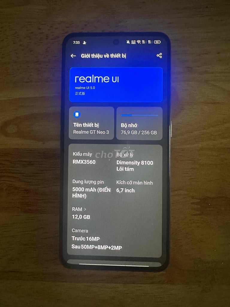 Realme GT Neo 3 12GB/256GB Đen. Mua bán Điện thoại tại Huyện Bình Sơn Quảng Ngãi được đăng bởi thành đô hình 1