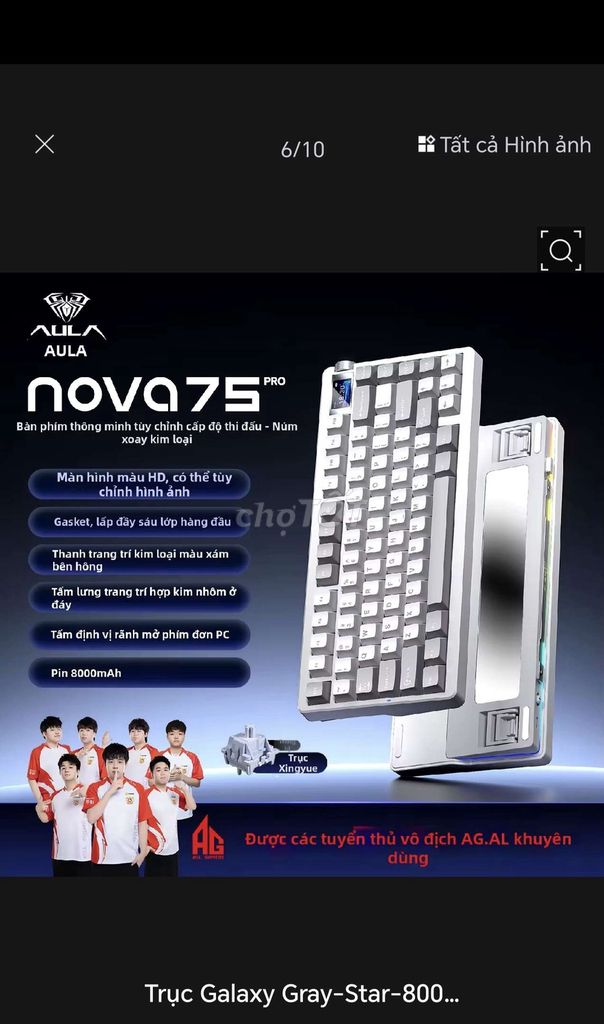 Bàn phím cơ AULA Nova75 Pro Trắng xám. Mua bán Phụ kiện (Màn hình, Chuột...) tại Huyện Thủ Thừa Long An được đăng bởi Vinh Gaming hình 1